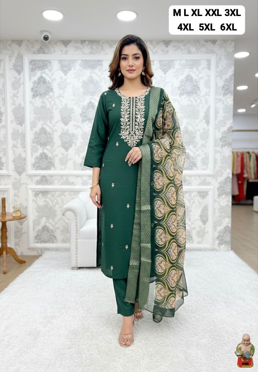 Designer Roman Silk Suit | 3Pcs Sets |