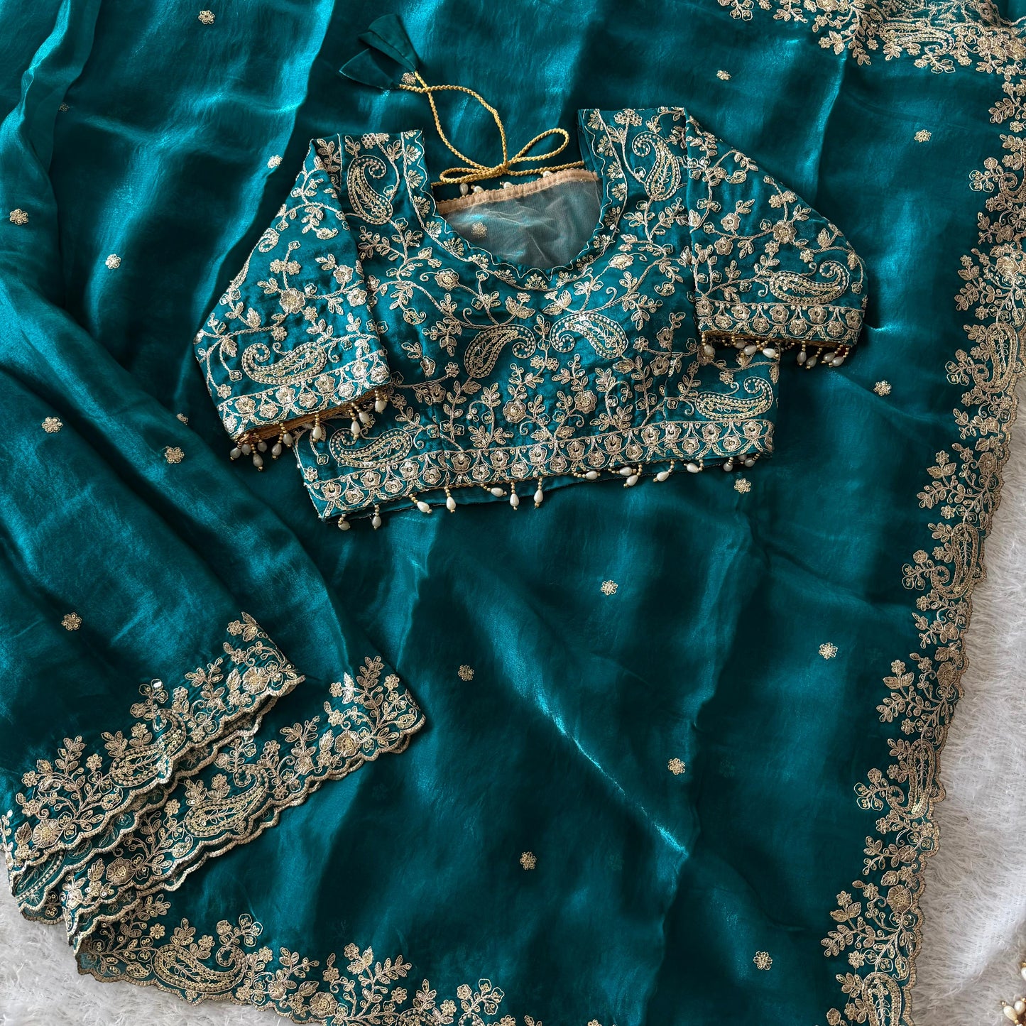 Designer silk saree| Stitches Blouse