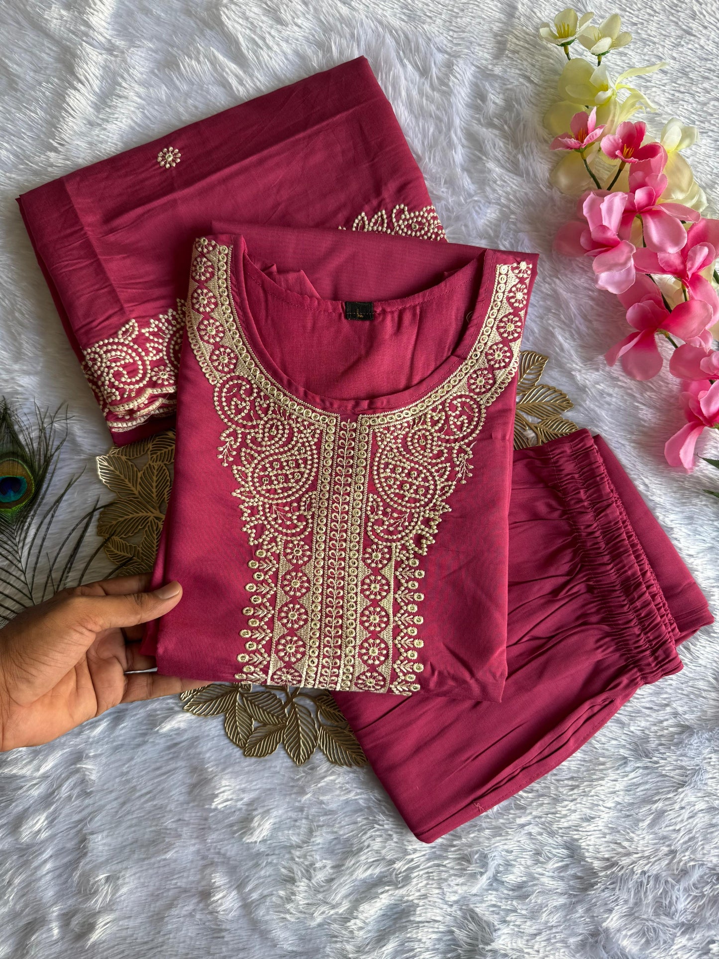 Designer Beautiful Embroidery with sequence Dress|| 3Pcs Set ||