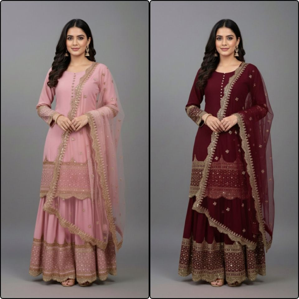Elegant Embroidery Sequence Designer Sharara set!!!! Fully Stitched!!