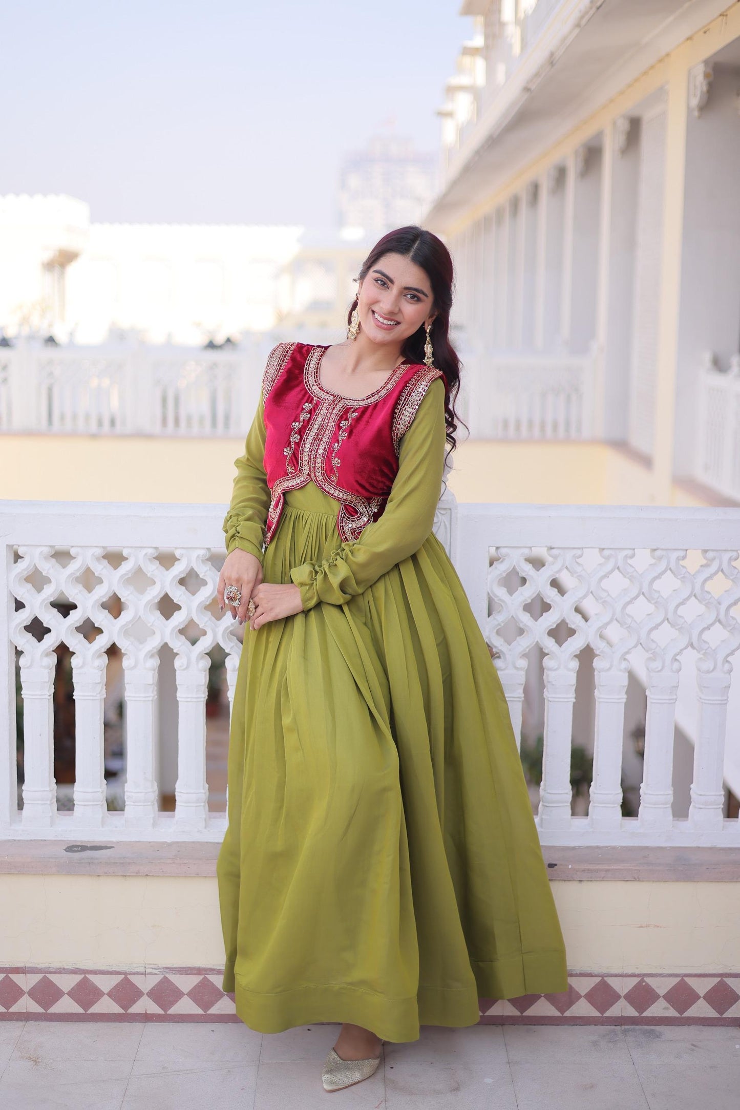 Beautiful Readymade Gown || Gown style || 2 PCs Set ||