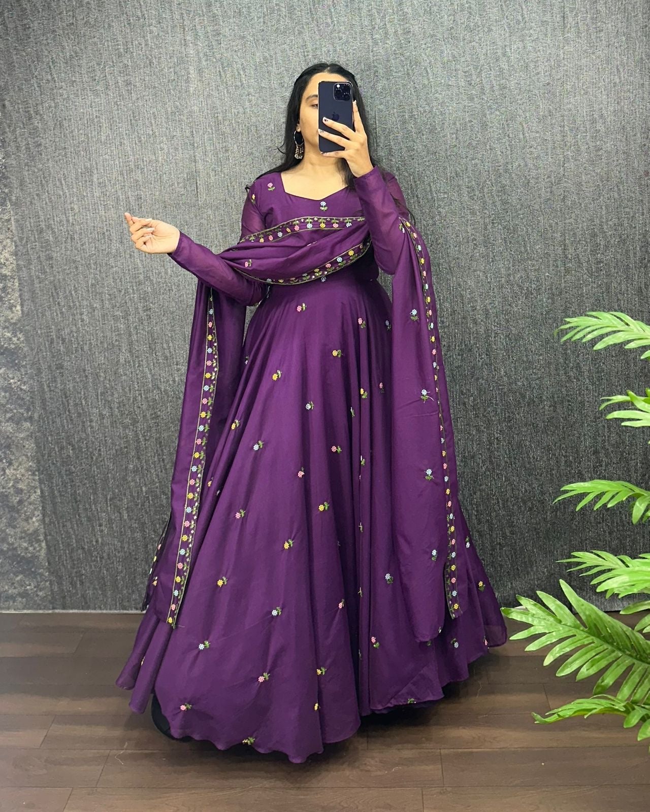 EriWaystyles presents Elegant Gown| 2Pcs Set | Long Embroidery Gown