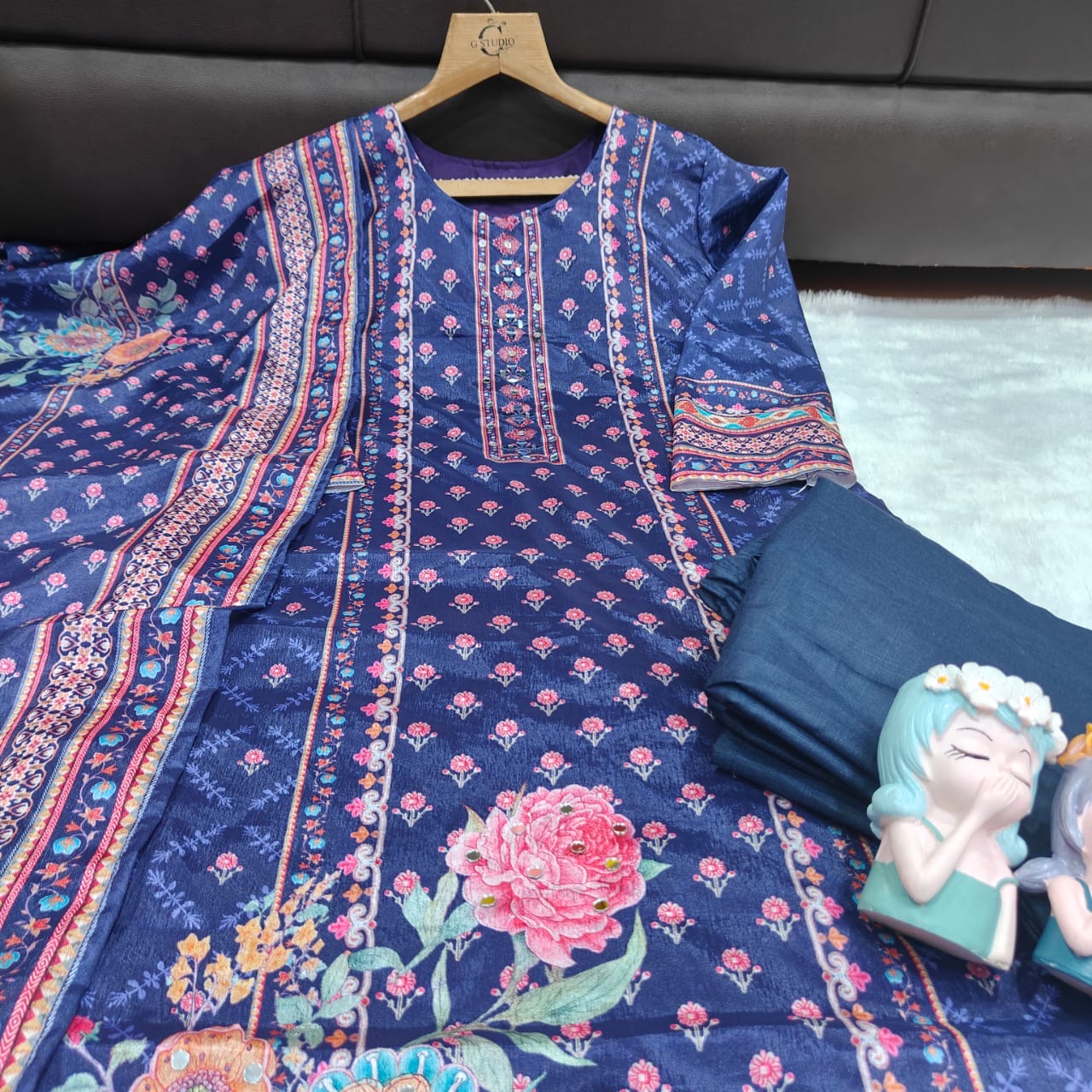 EriWaystyles Premium Floral Print Suit || Embroidery Mirror Work ||