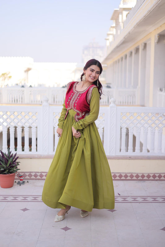 Beautiful Readymade Gown || Gown style || 2 PCs Set ||