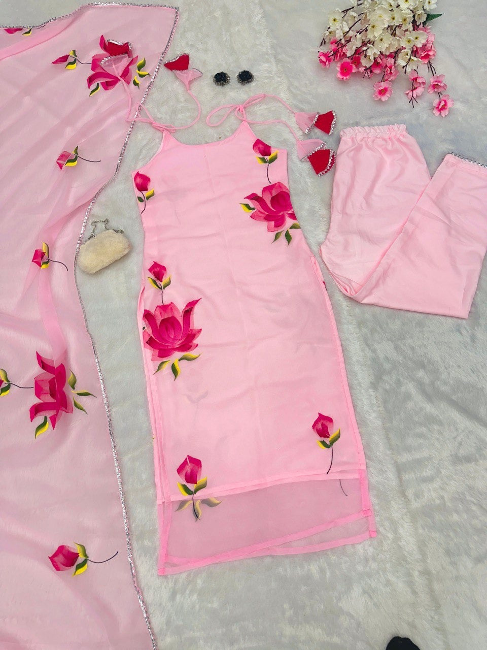 Beautiful Sleeveless summer Collection Suit || 3Pcs Set ||