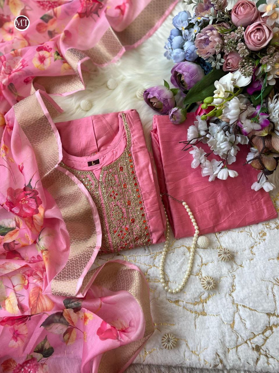 Festive Anarkali Suit | 3Pcs Set | long Flair Set |
