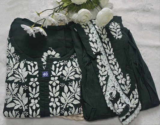 Luckhnowi Chikankari Dhoti set | 2pcs| full Embroidery with lace work|