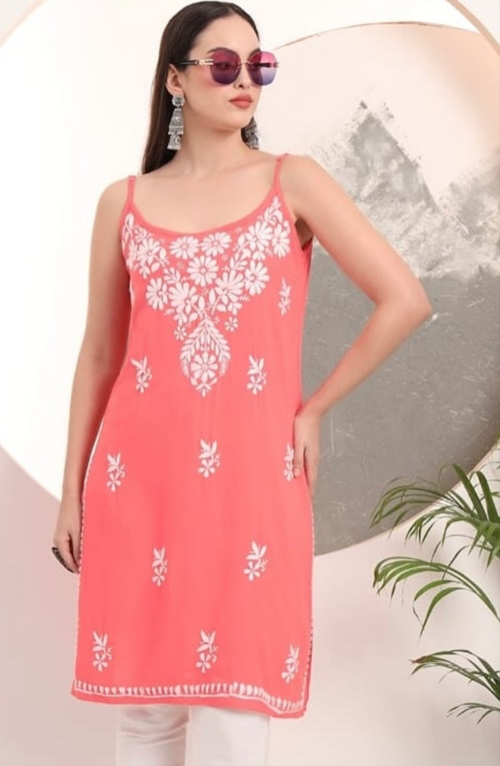 Sleeveless kurti|| Hand Embroidery | Noodle straps