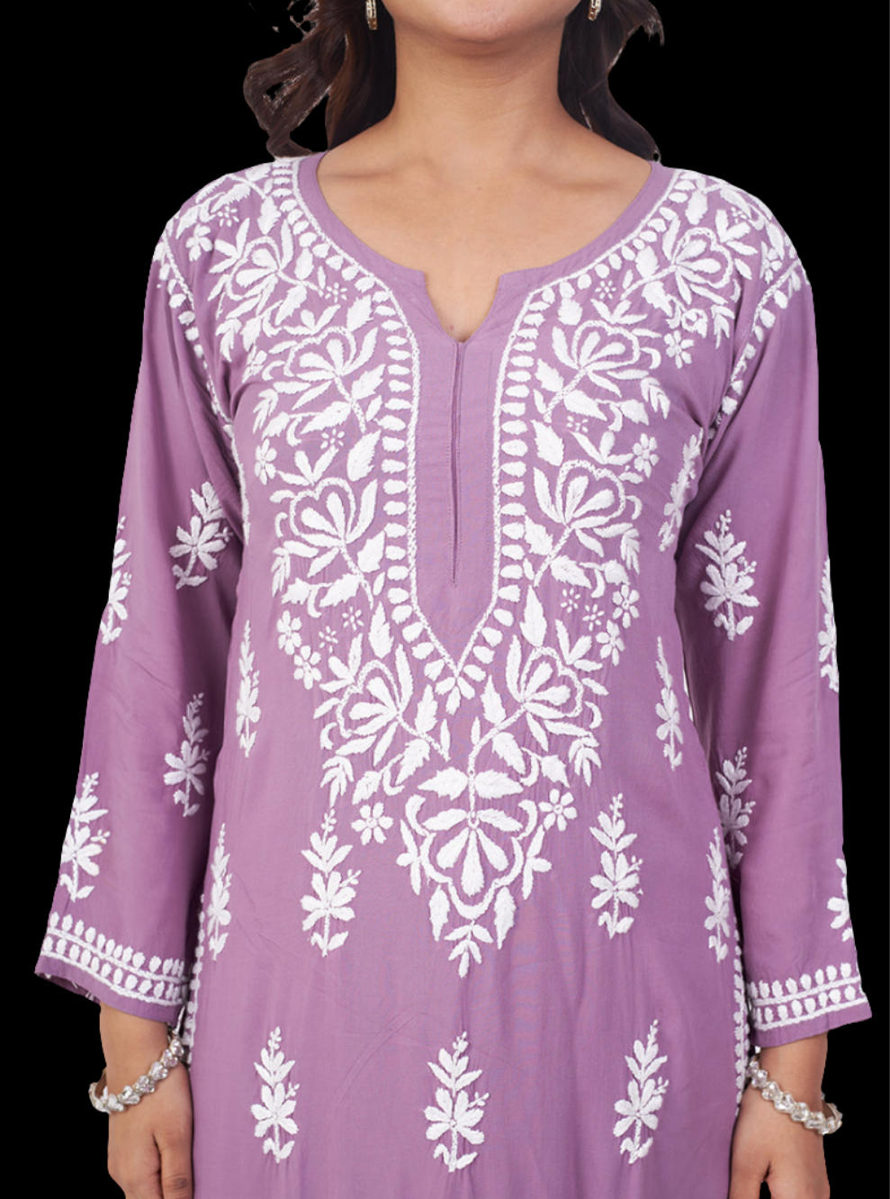 Elegant Chikankari Modal Kurti with Pant Set.