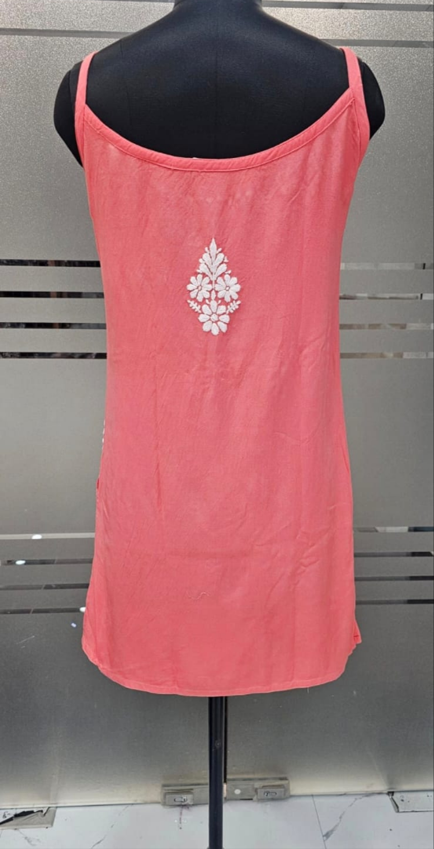 Sleeveless kurti|| Hand Embroidery | Noodle straps