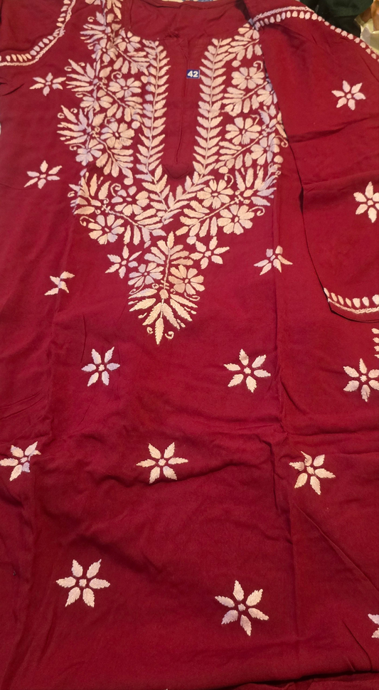 Luckhnowi Chikankari long kurti |Elegant work