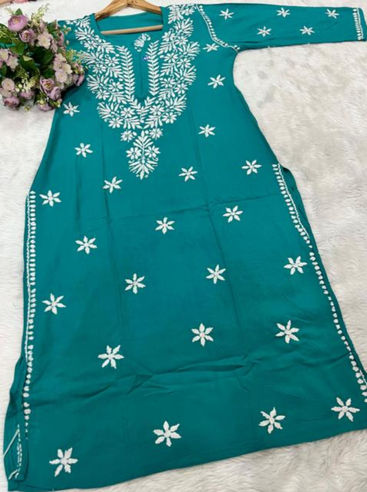 Luckhnowi Chikankari long kurti |Elegant work
