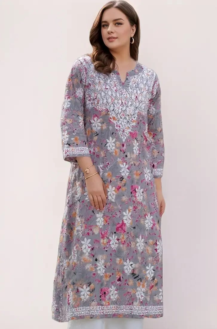 Elegant Chikankari Kurti with Pant Set.