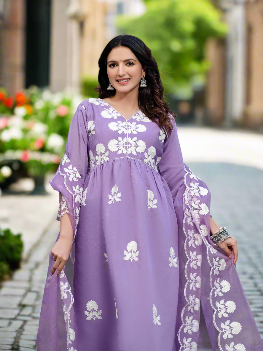 Elegant Heavy Embroidered Roman Silk Suit Set – Wedding Wear