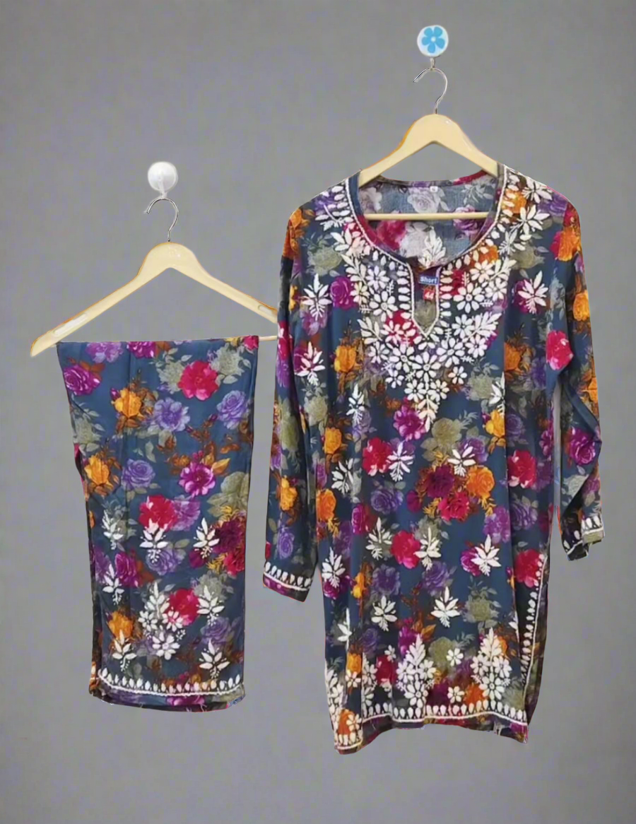 Luckhnowi Chikankari | Rayon print 2pcs set |