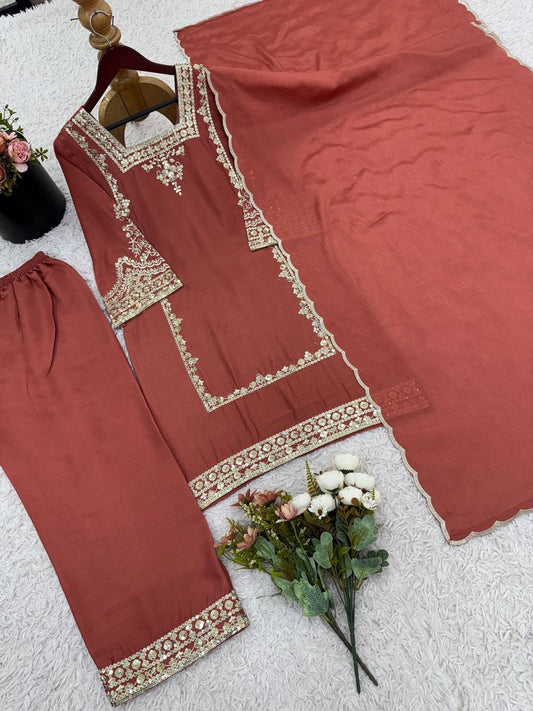 Designer in German Chiffon Outfit | 3pcs Suit | Plazo Style