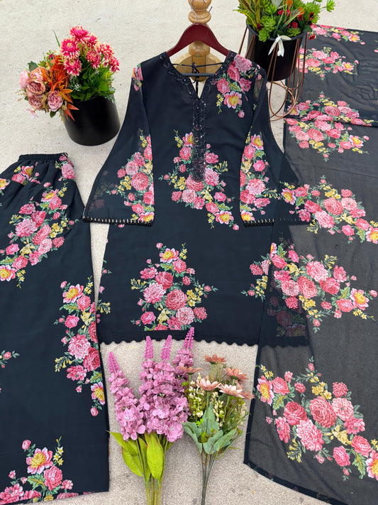 Designer Chiffon Farshi Salwar Style Suit|