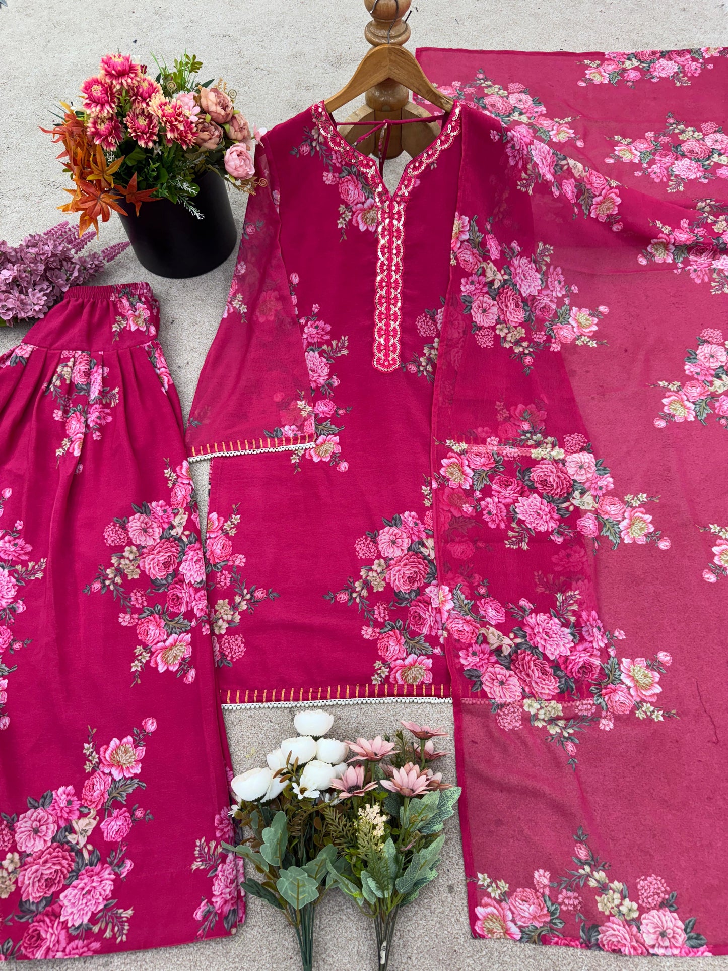 Designer Chiffon Farshi Salwar Style Suit|