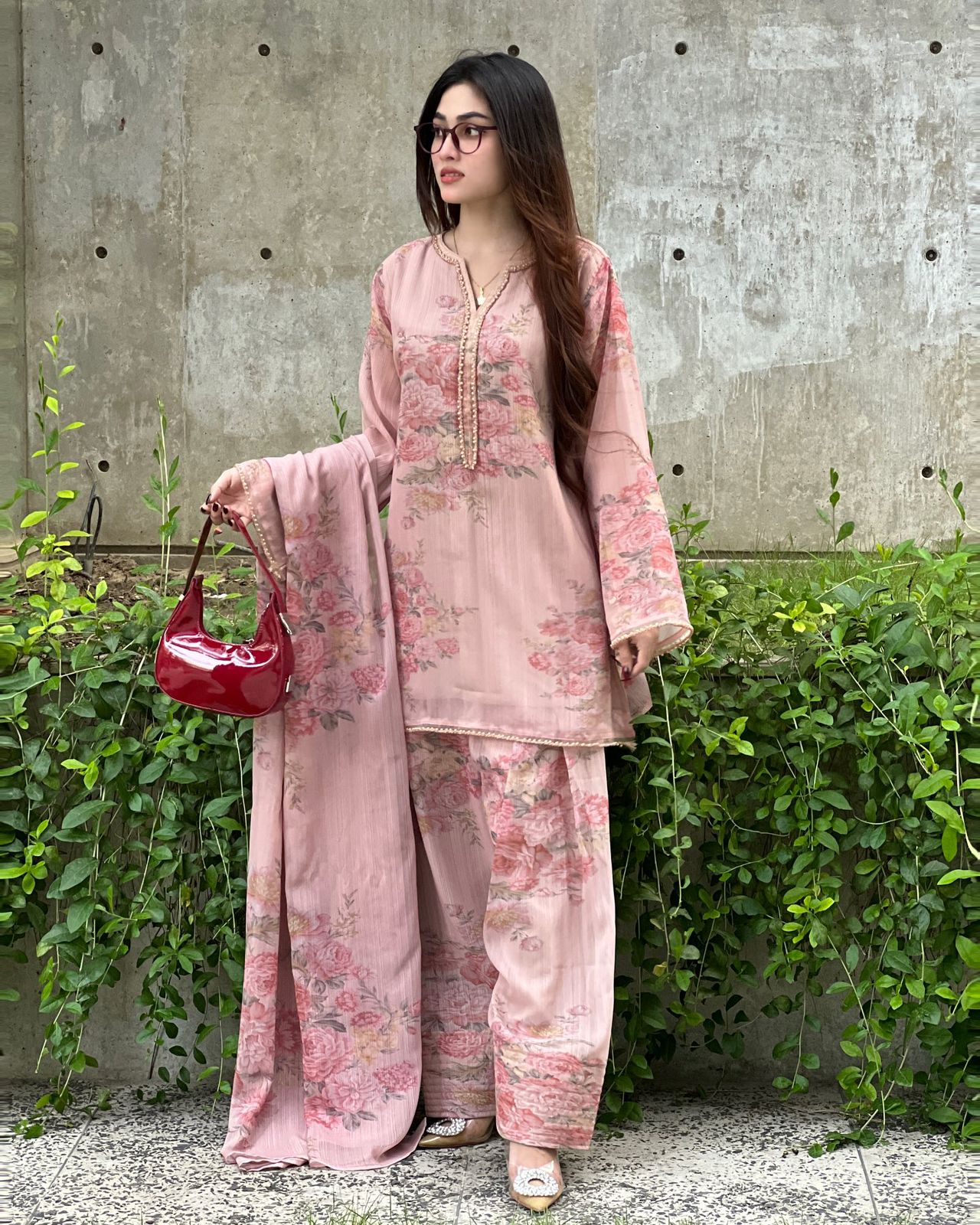 Designer Chiffon Farshi Salwar Style Suit|