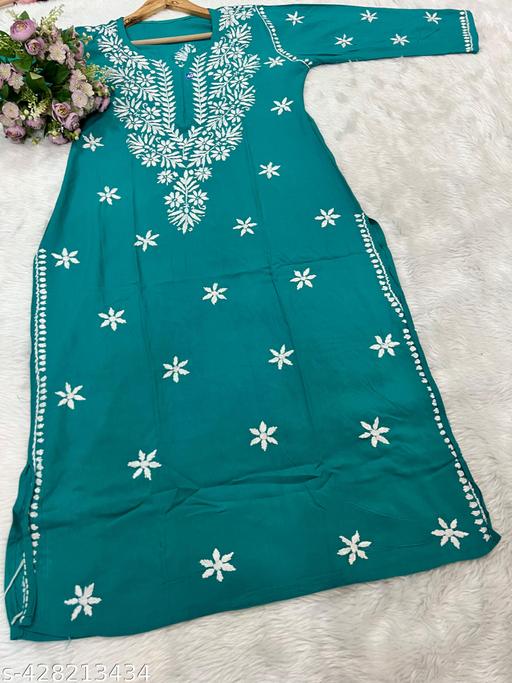 Luckhnowi Chikankari long kurti |Elegant work