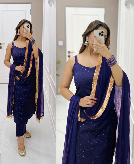 Beautiful Rayon sleeveless suit| 3pcs sets|