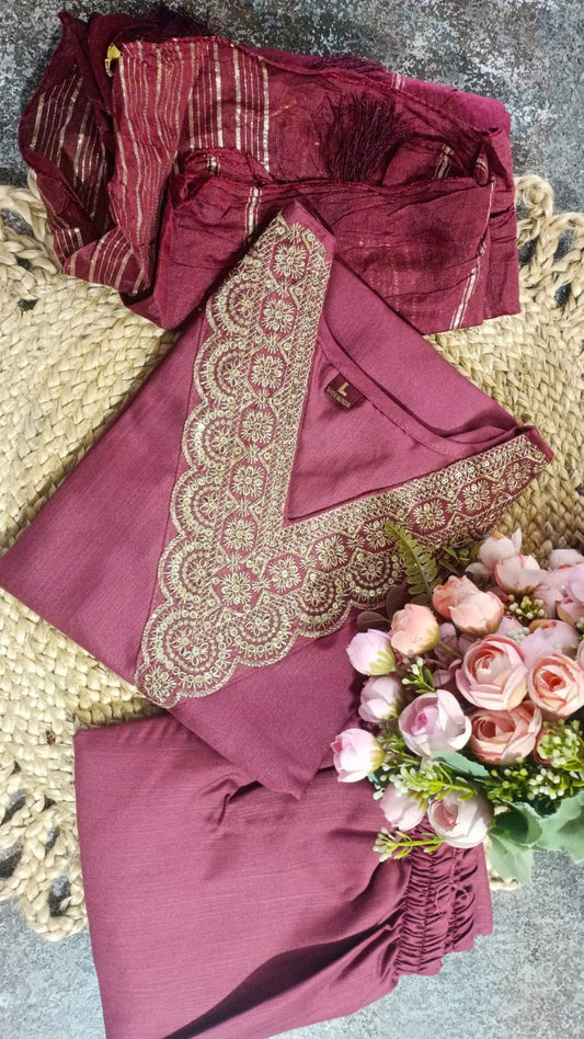 Beautiful Embroidery work| 3pcs Ready to wear Suit|