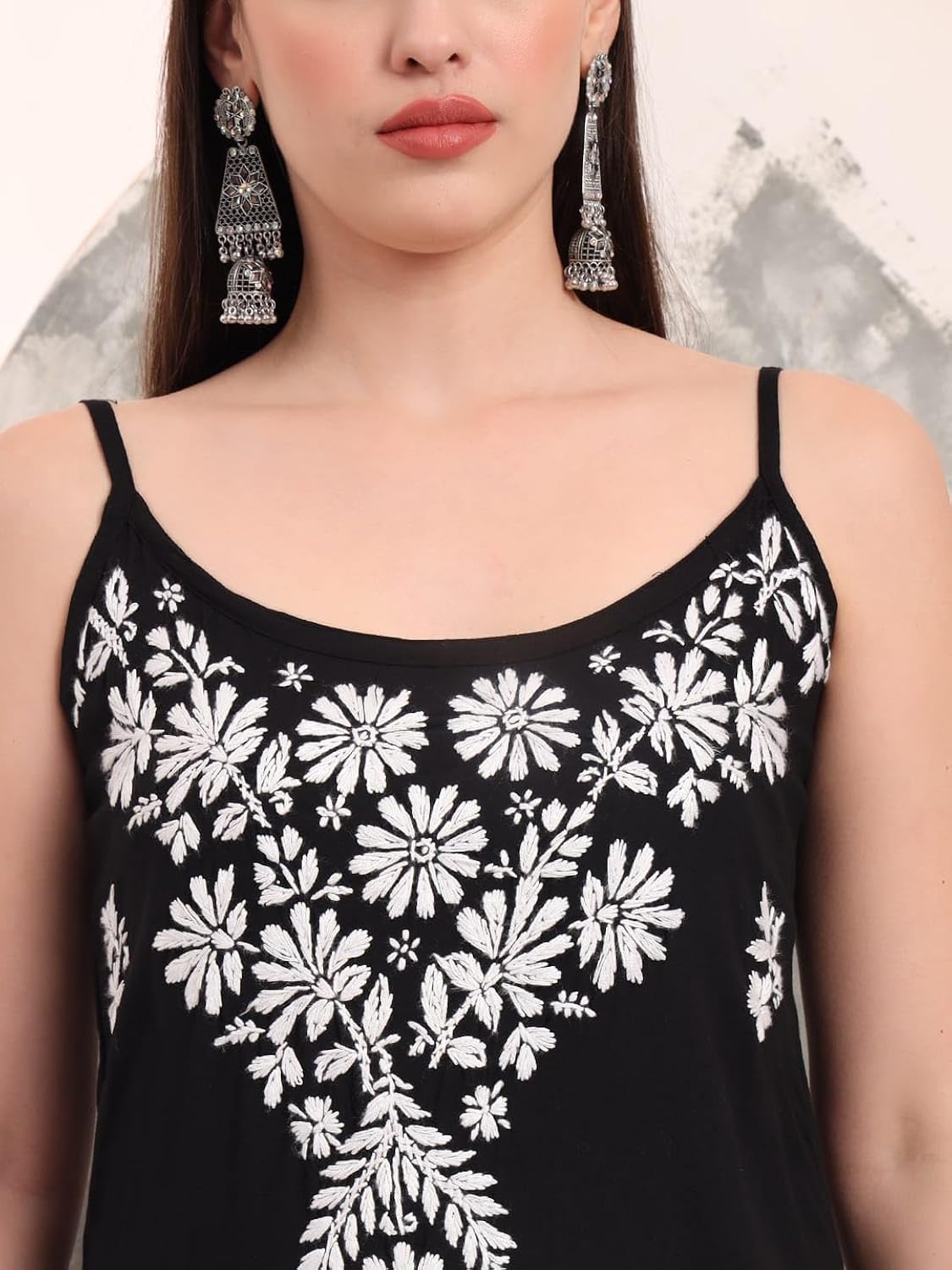 Sleeveless kurti|| Hand Embroidery |Noodle straps