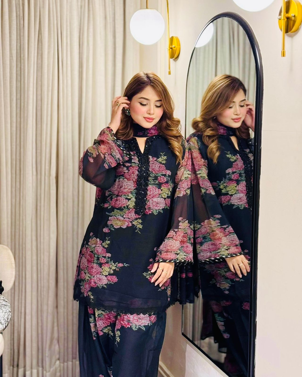 Designer Chiffon Farshi Salwar Style Suit|