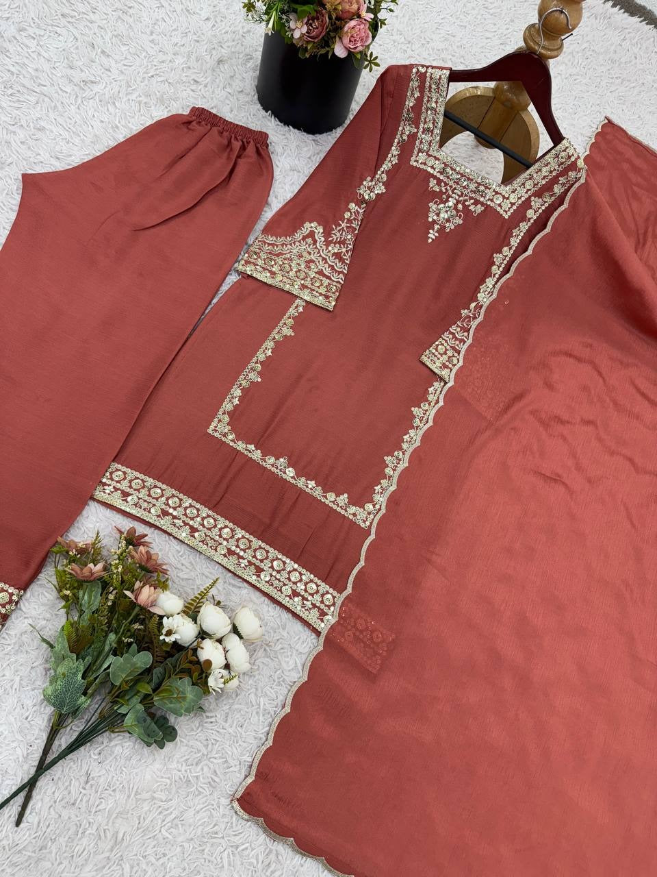 Designer in German Chiffon Outfit | 3pcs Suit | Plazo Style