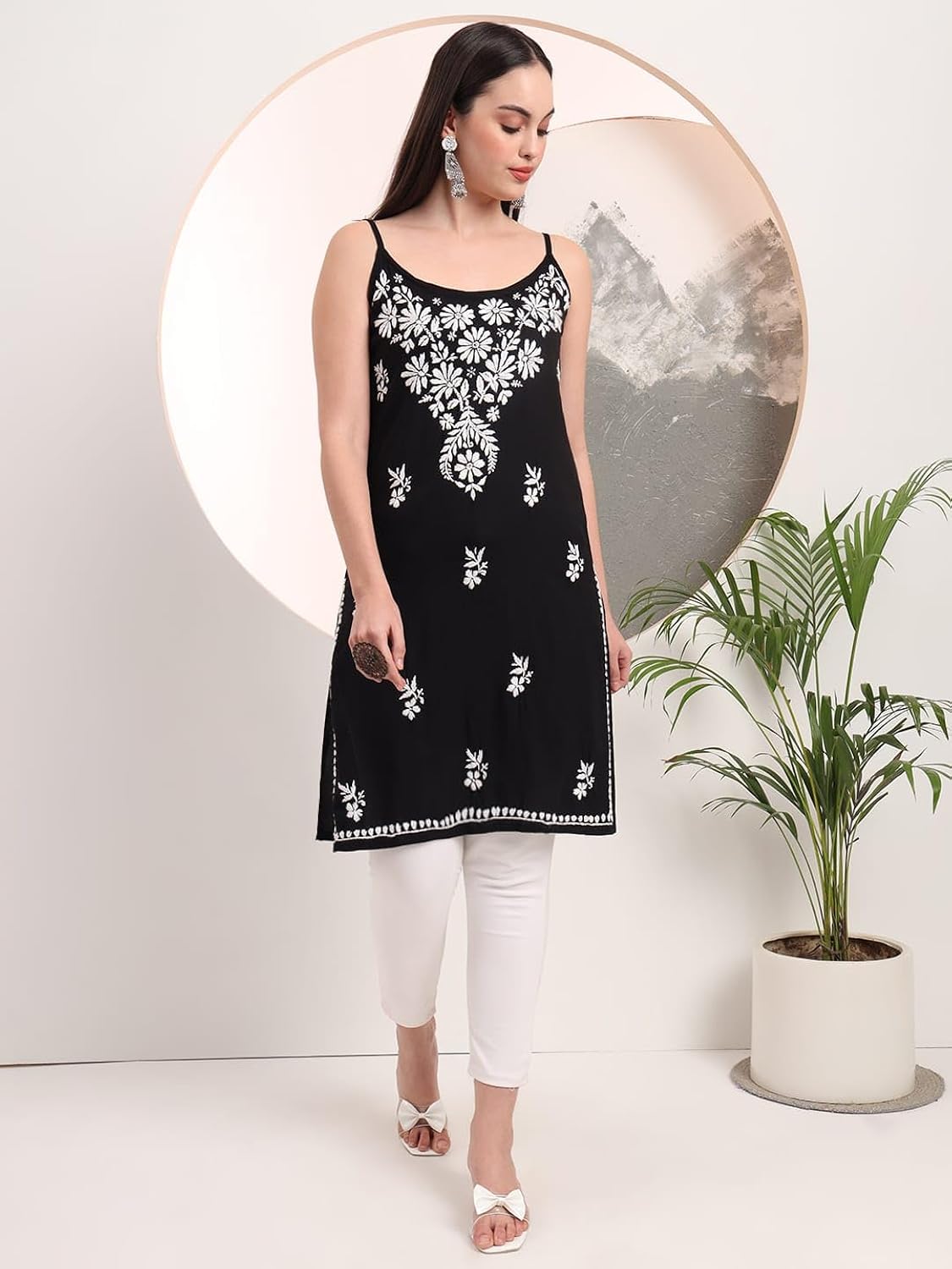 Sleeveless kurti|| Hand Embroidery |Noodle straps