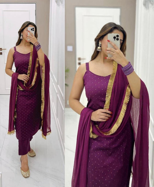 Beautiful Rayon sleeveless suit| 3pcs sets|