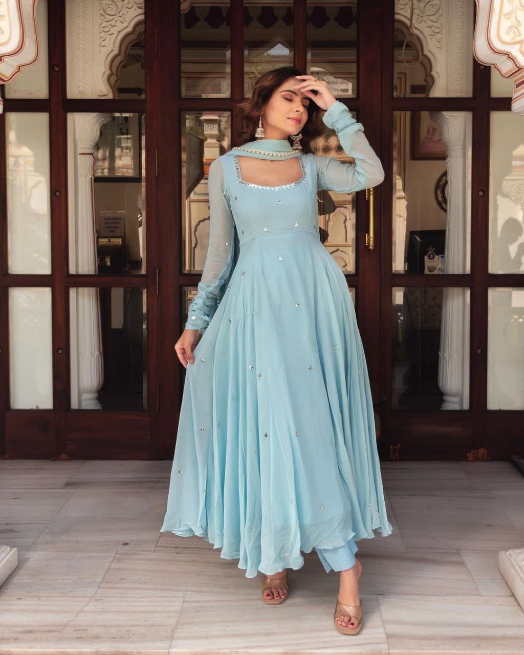 Beautiful Georgette Anarkali Suit | 3pcs Set.