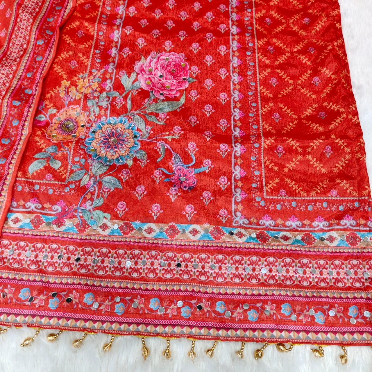 EriWaystyles Premium Floral Print Suit || Embroidery Mirror Work ||