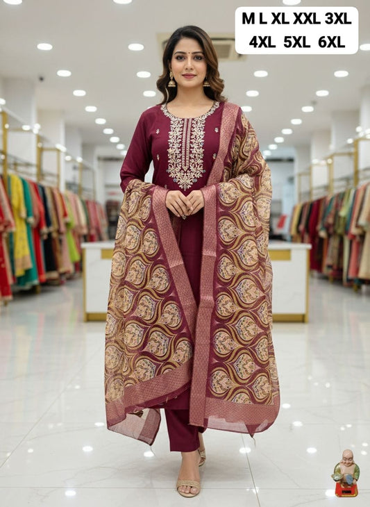 Designer Roman Silk Suit | 3Pcs Sets |