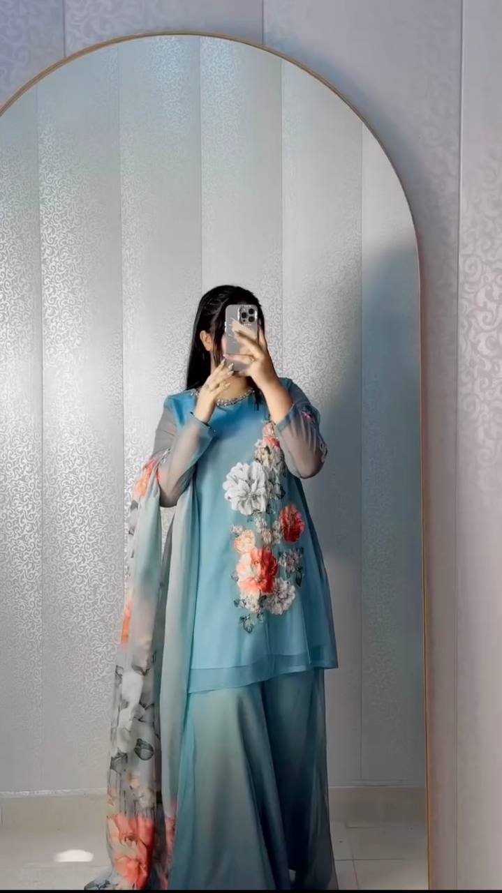 Elegant sharara plazo style set | 3Pcs Set |