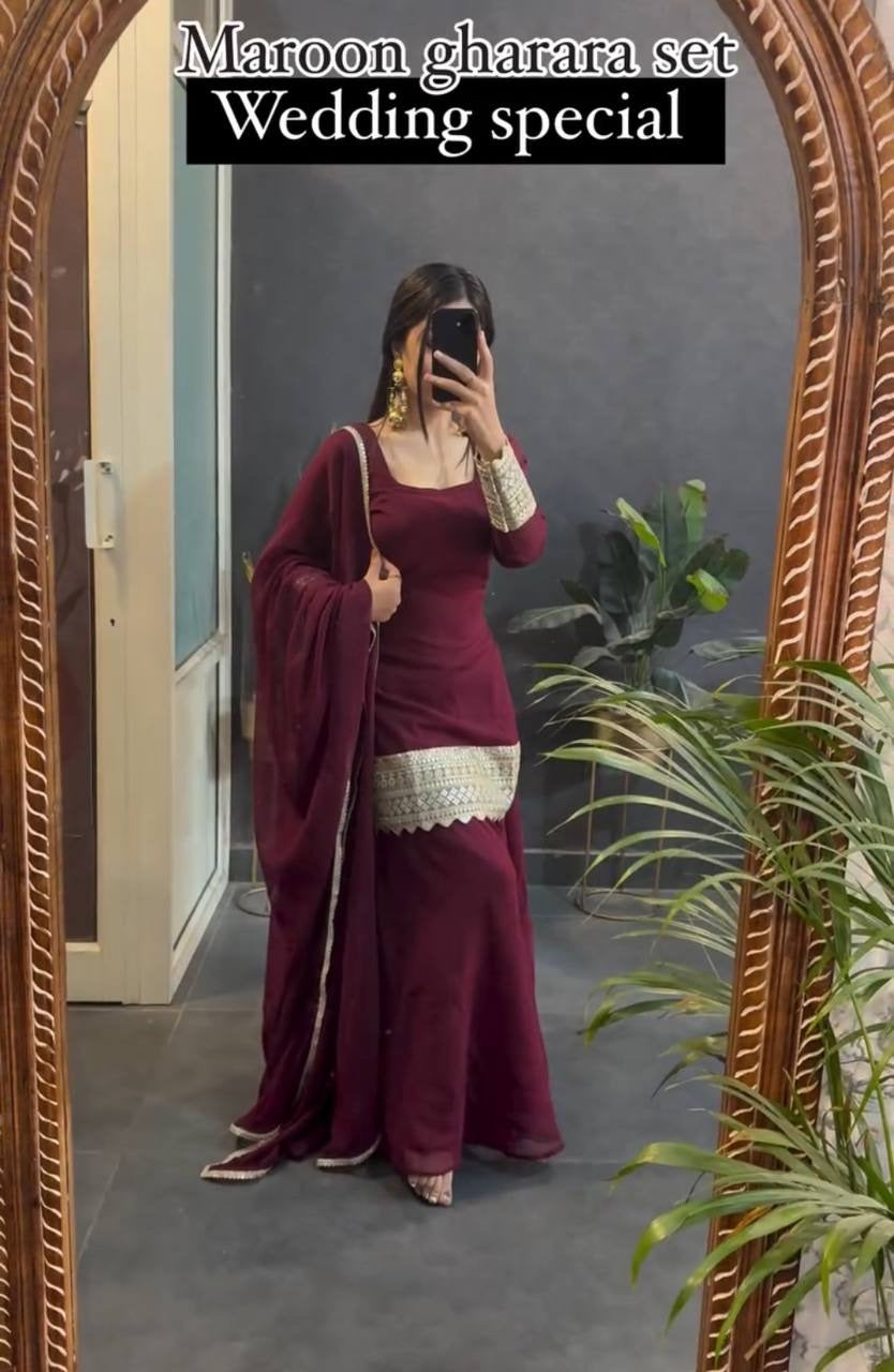 Designer party wear Plazzo Set | 3Pcs Set |