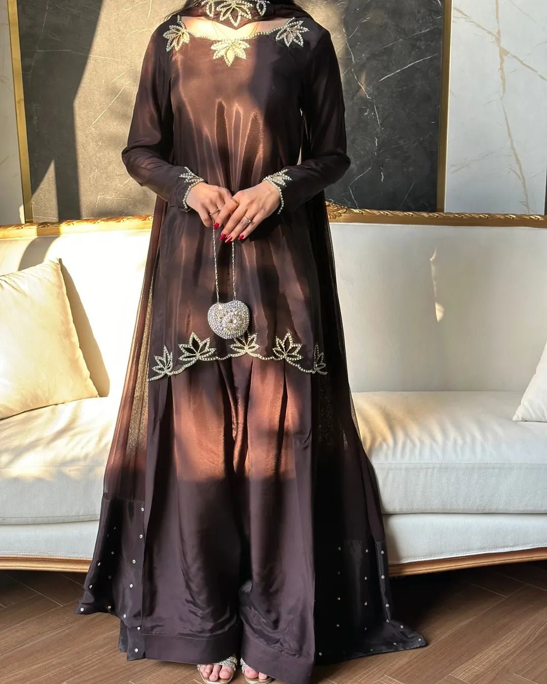 Designer Party Wear Farshi Salwar || 3Pcs Set ||