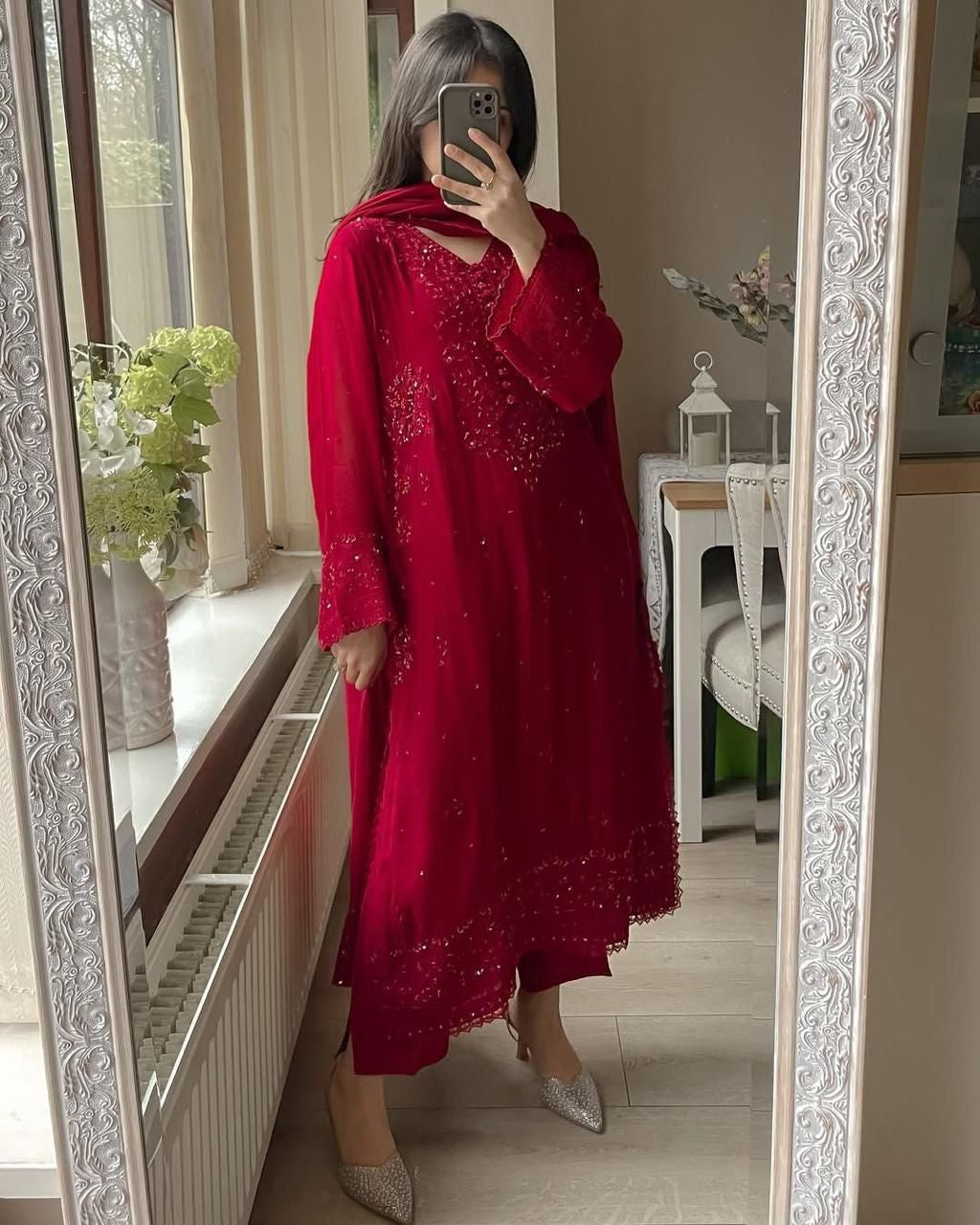 Embroidery thread work | 3 Pcs Set |plazo pant | Georgette Fabric Suits