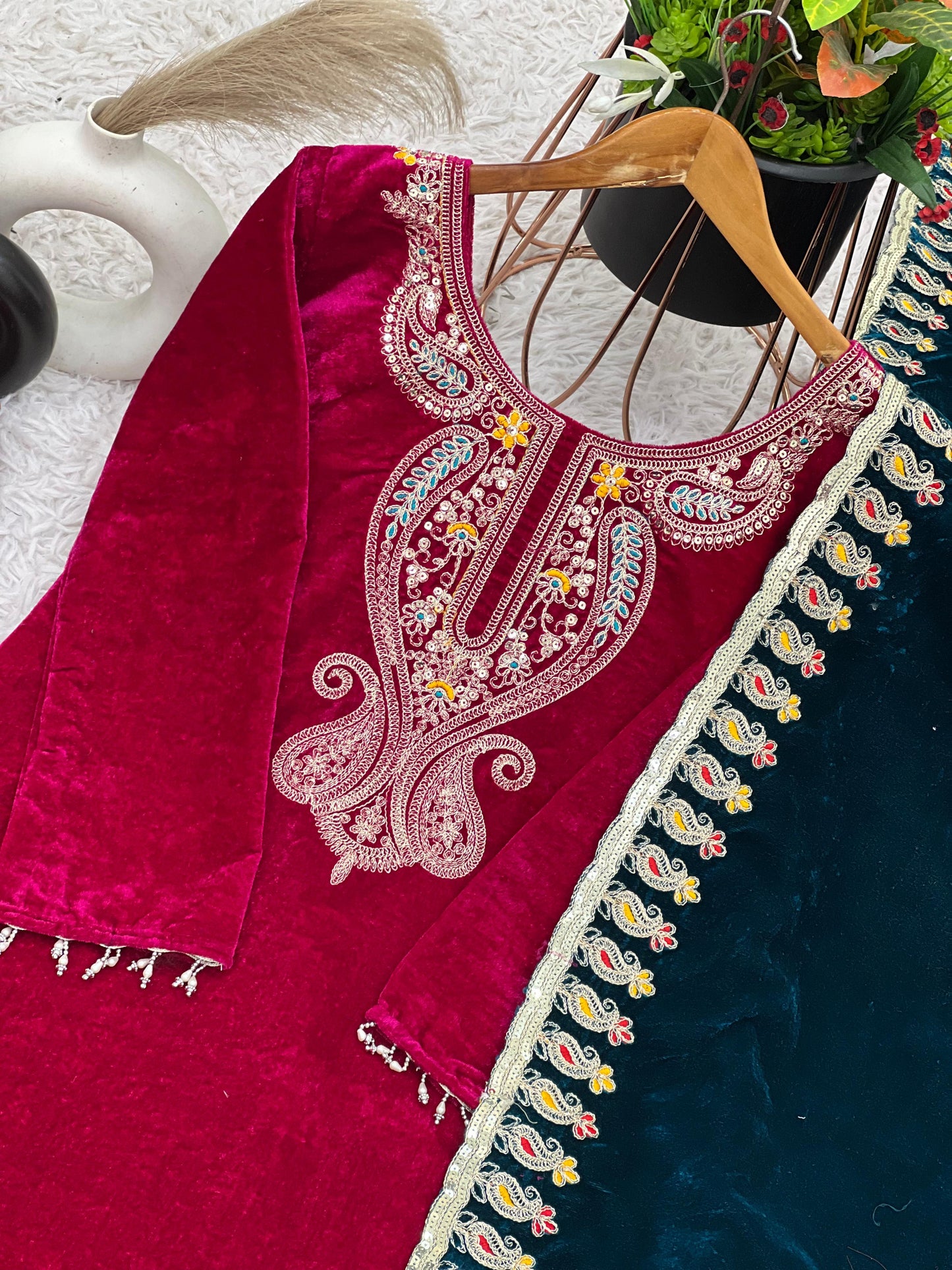 Designer Velvet Suit | Pure Velvet suit set | 3Pcs set