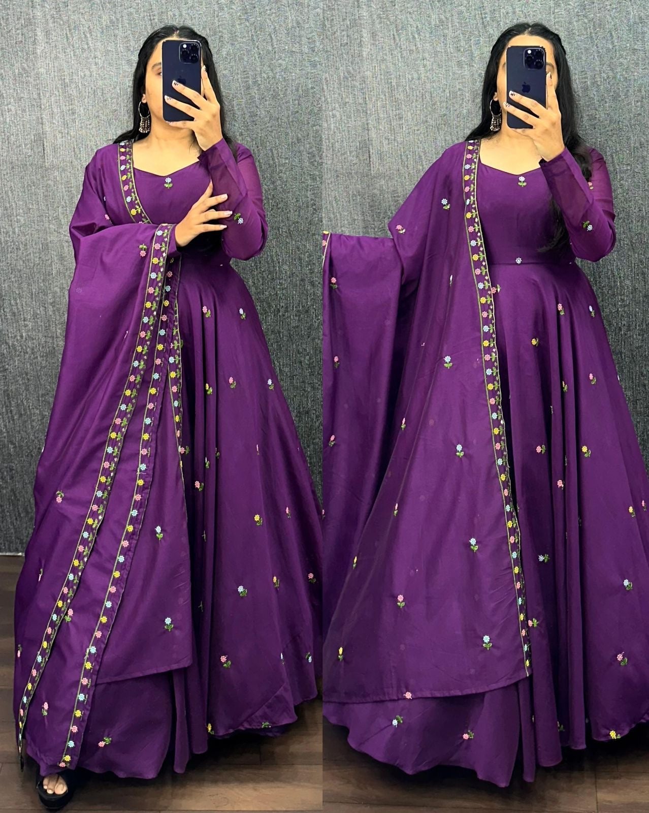 EriWaystyles presents Elegant Gown| 2Pcs Set | Long Embroidery Gown