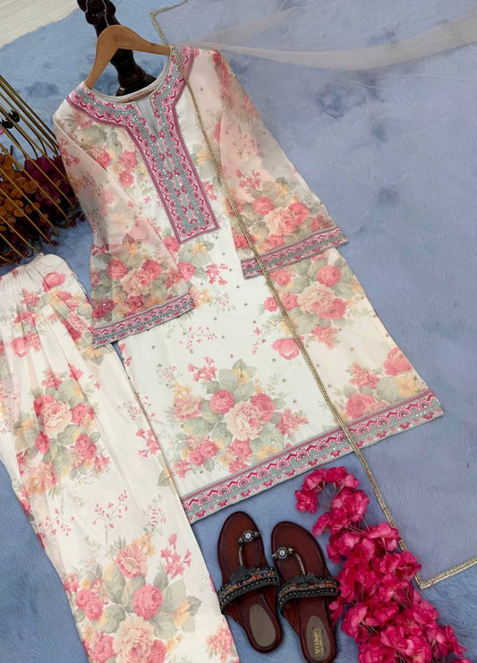 Designer Party Wear Georgette Farshi Salwar | Farshi Salwar Suit | 3Pcs set |