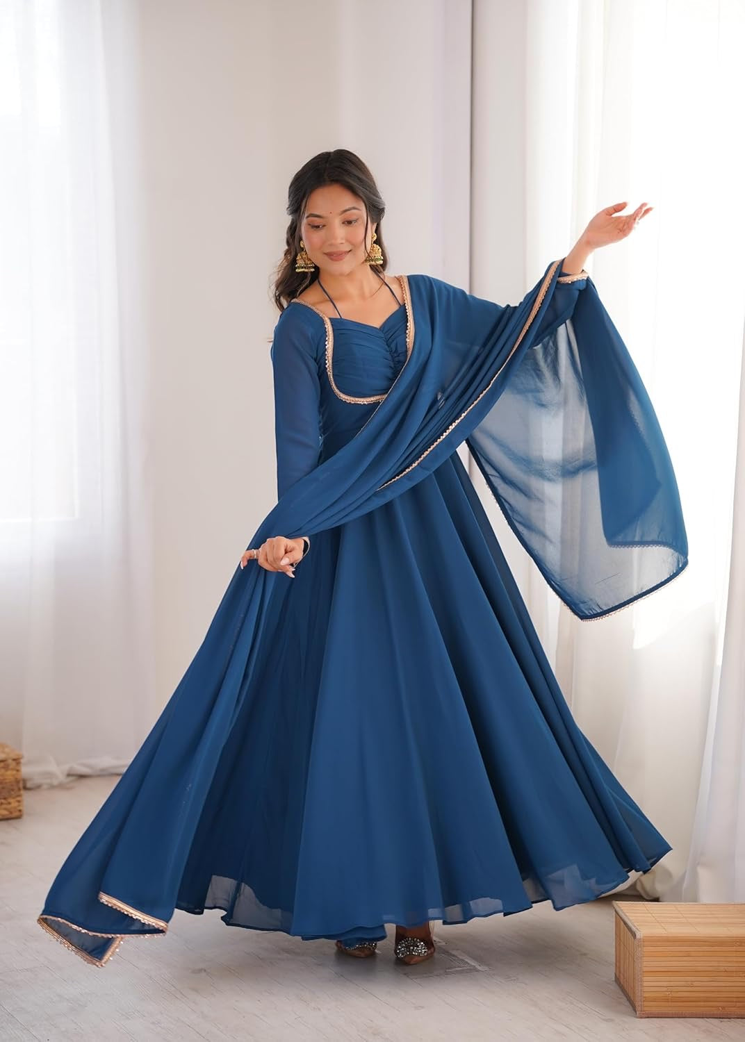 A Beautiful Anarkali Gown Suit || Flair Anarkali Dress || 3 PCs Set ||