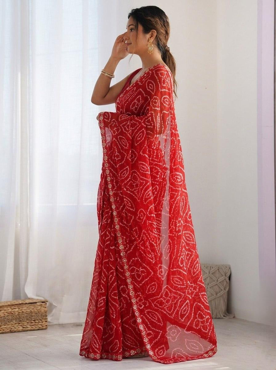 Elegant Georgette Saree | Un-Stitched Blouse