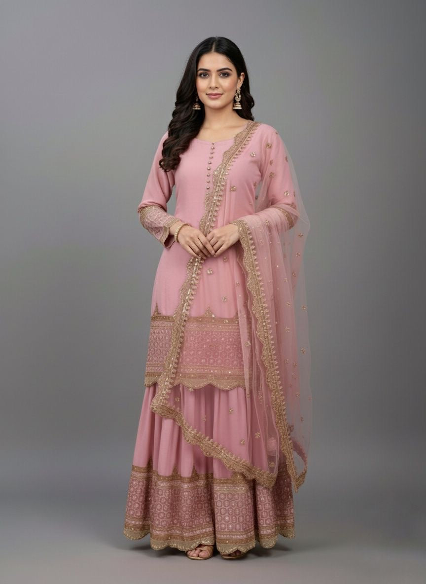 Elegant Embroidery Sequence Designer Sharara set!!!! Fully Stitched!!