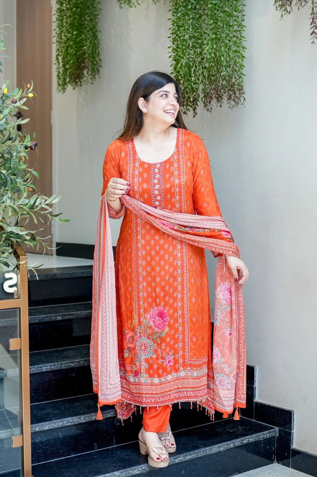 EriWaystyles Premium Floral Print Suit || Embroidery Mirror Work ||