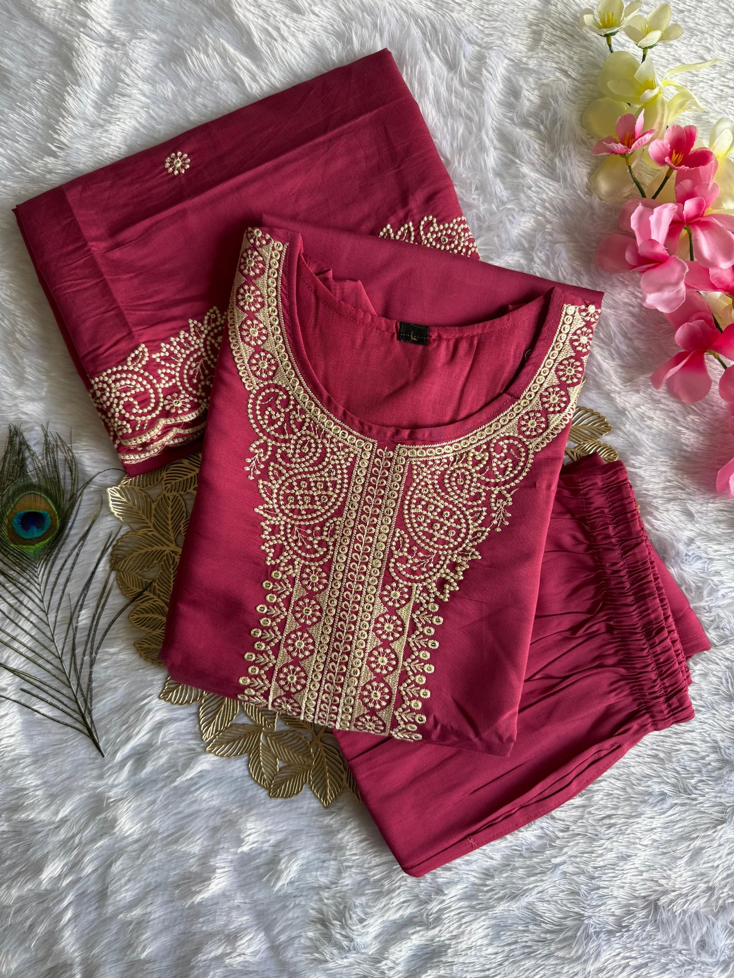 Designer Beautiful Embroidery with sequence Dress|| 3Pcs Set ||