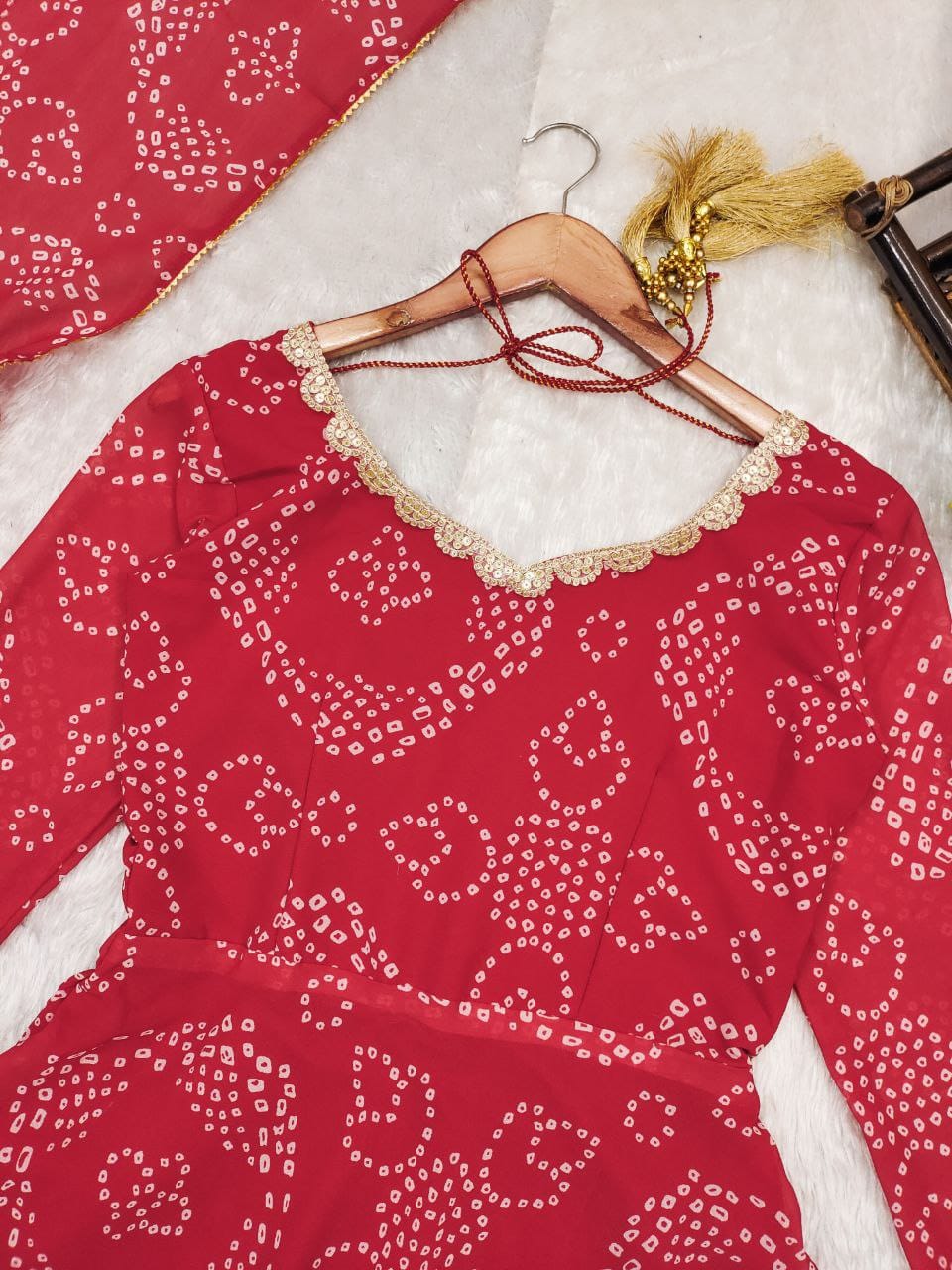 Elegant Bandani Print Anarkali Suit || Anarkali style | 3Pcs Set |