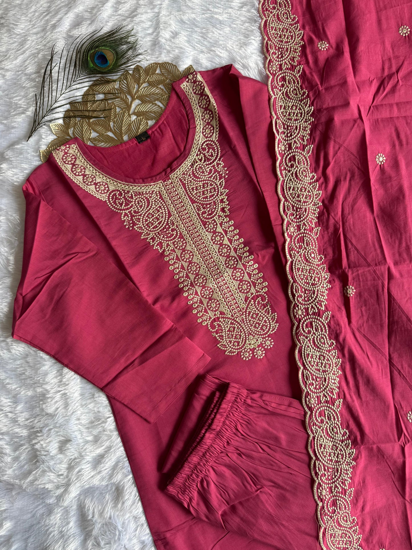 Designer Beautiful Embroidery with sequence Dress|| 3Pcs Set ||