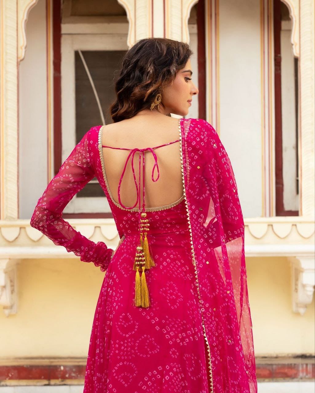 Elegant Bandani Print Anarkali Suit || Anarkali style | 3Pcs Set |