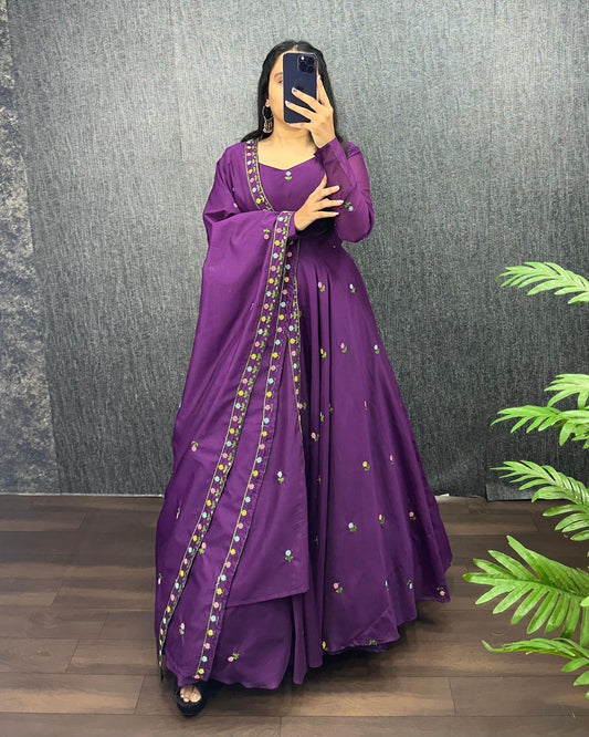 EriWaystyles presents Elegant Gown| 2Pcs Set | Long Embroidery Gown